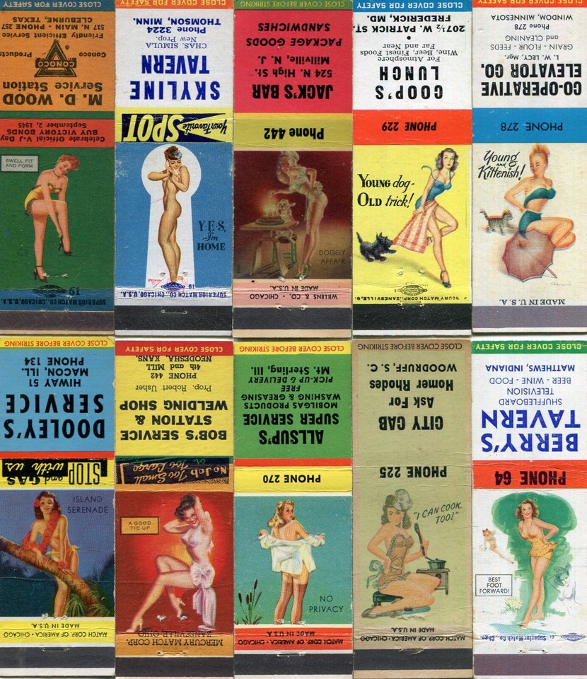 50 GIRLIE PIN UP FRONT STRIKE MATCHCOVERS CLASSIC PIN UPS MANY W/ LOW