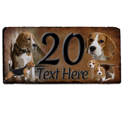Dog House Number Slate Sign Rustic Plaque Door Gate Personalised Name ALL BREEDS - Picture 18 of 174