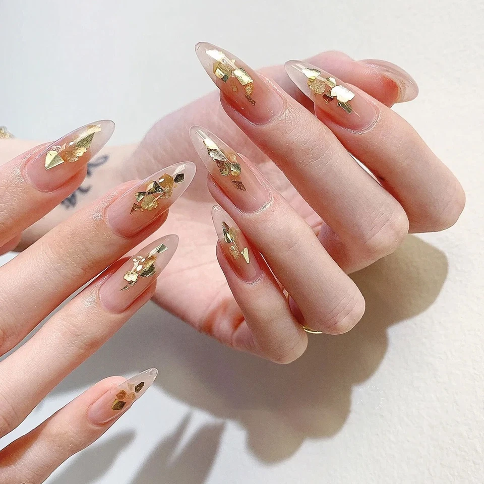 Arte en uñas oro plata metal papel aluminio 3D pegatina escamas calcomanías conjunto de decoración Foto 3 de 4