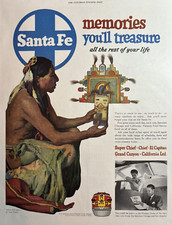 1952 Santa Fe Railroad Super Chief Train El Capitan Grand Canyon VTG Print Ad