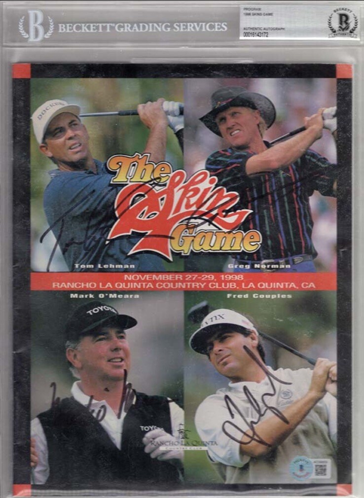 Fred Couples Autographed Signed Tom Lehman Greg Norman Mark O'Meara 1986 Skins Game BECKETT 