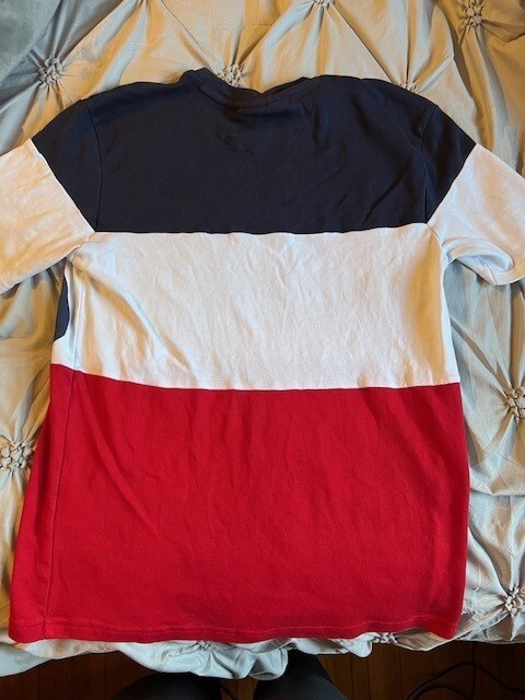 Fila T Shirt Uomo Color Block Rosso Bianco Blu Logo Scritto Taglia S