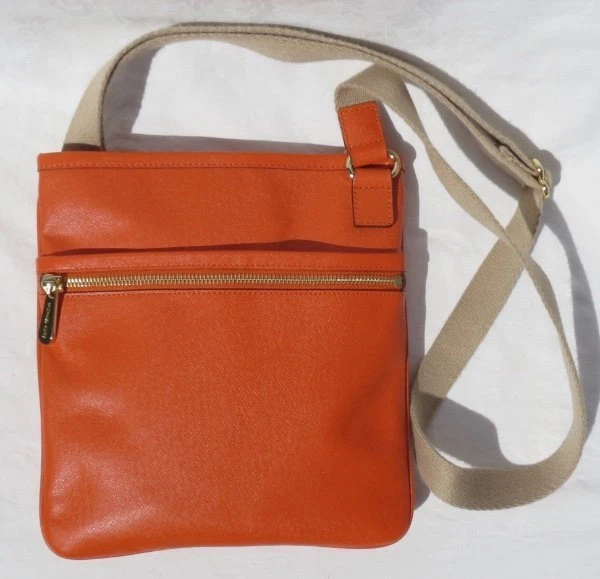 Bolso Bandolera Plano Cuero Saffiano Naranja Jet Set MICHAEL KORS MK Pequeño Foto 4 de 4
