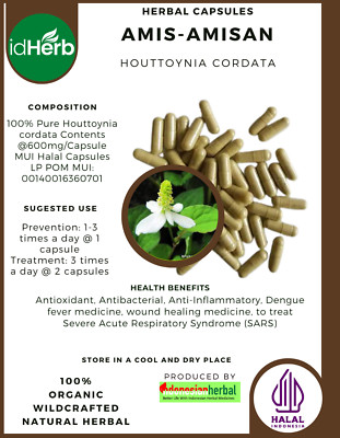 [idHerb] 100-800 Capsules Chameleon Plant Houttoynia Cordata Organic Wildcrafted