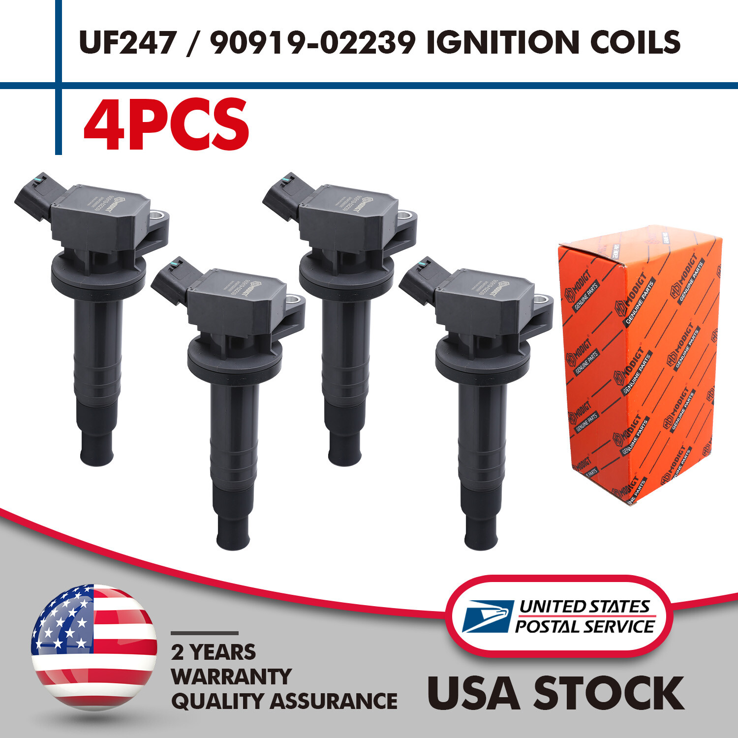 High Performance 4X Ignition Coil Set for Toyota Corolla Celica Matrix 1.8L L4 UF247