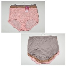 WARNERS 3Pk Women Plus 2XL 3XL No Muffin Top Micro Brief Panties Gray Brown Pink