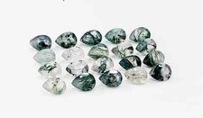  WHOLESALE  NATURAL MOSS AGATE FACETED PEAR SHAPE LOOSE GEMSTONE