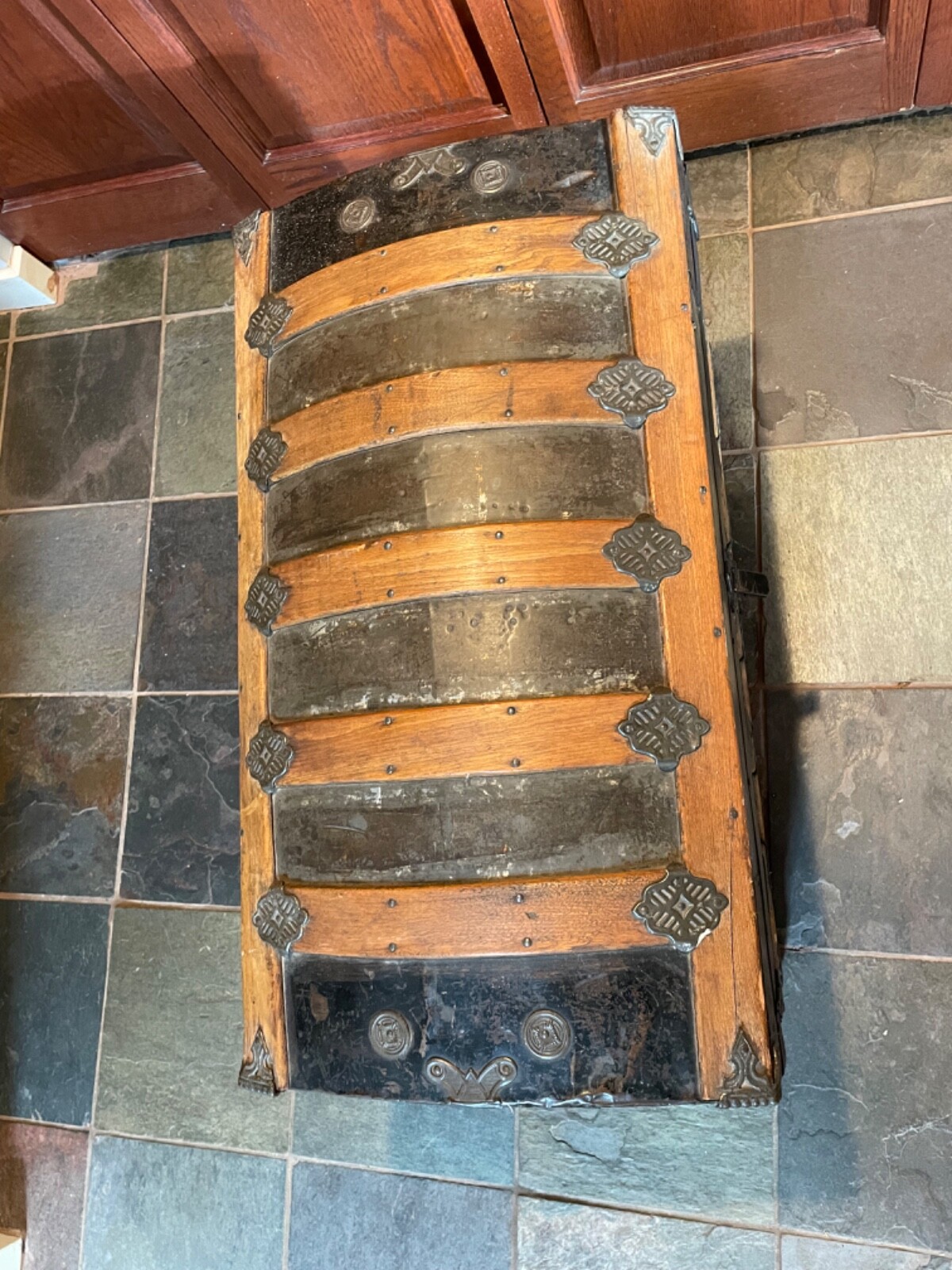 Dome Top 32" Antique Steamer Trunk Pirate Chest 1880's