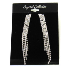 Silver Clear Rhinestone Dangle Chandelier Earrings Bridal Wedding Evening 6977