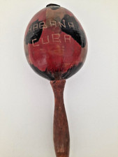 Vintage Wooden Handled Maracas Engraved With Habana And Cuba ONLY 1 Maraca 