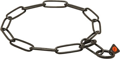 USED-Herm Sprenger Black Stainless Steel Long Link Fur Saver Dog Training Collar