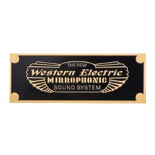 WESTERN ELECTRIC MIRROPHONIC SPEAKER logo Badge 106mm 4.17" X39mm 1.53" gold