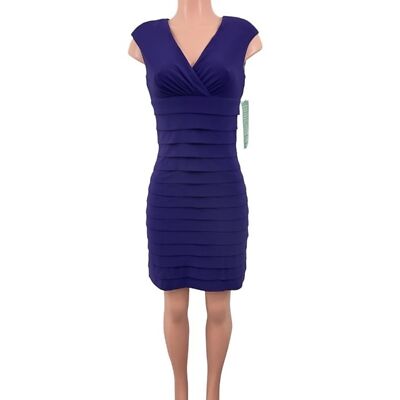 ladies fitted dress Ruched Sleeveless Crew Neck Sheath Dress