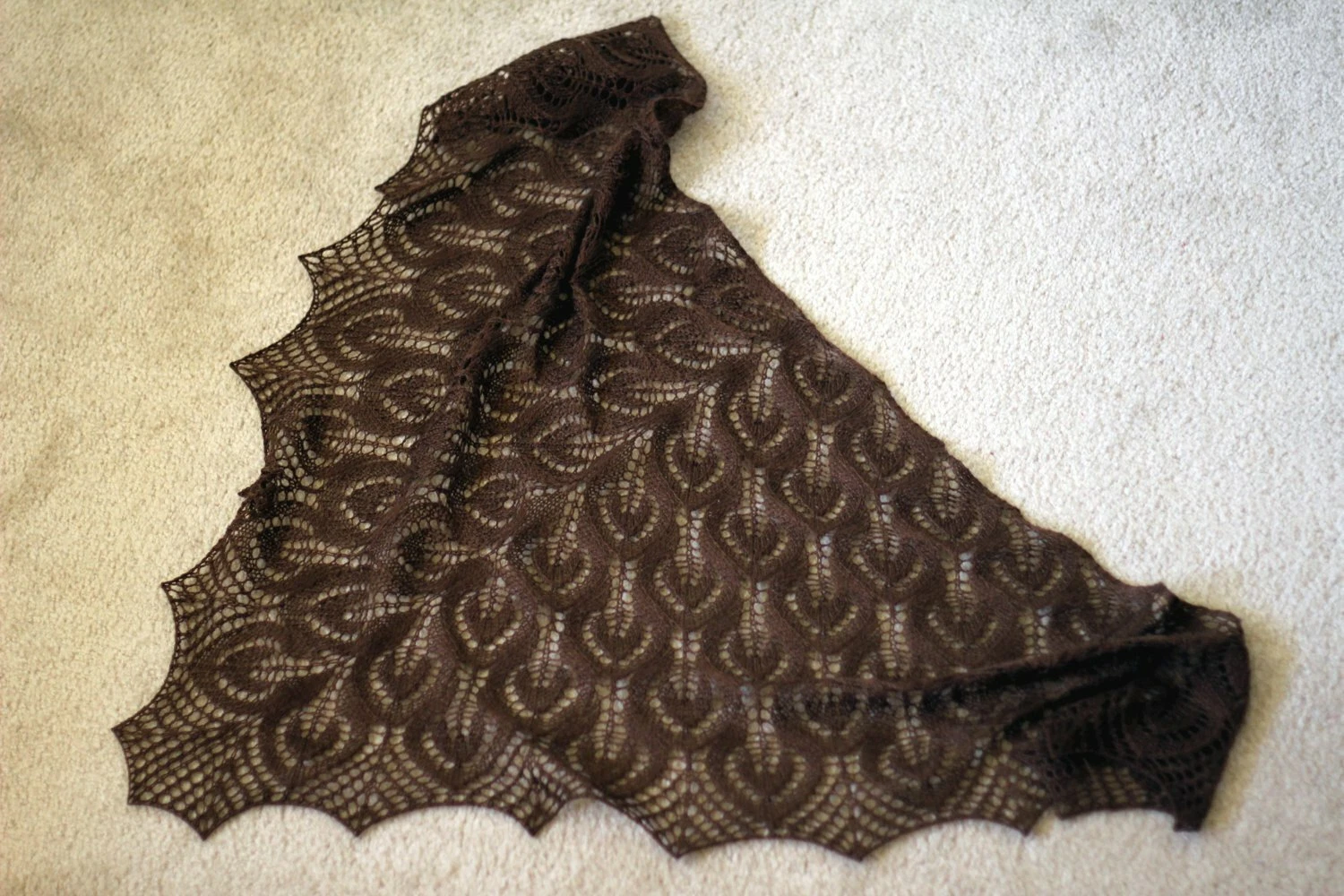 Knit shawl in coffee color, lace shawl, gift for her (22 colors available)