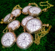 Set Of 10 Nautical Vintage American Elgin Look Collectibl Antique 2"Pocket Watch