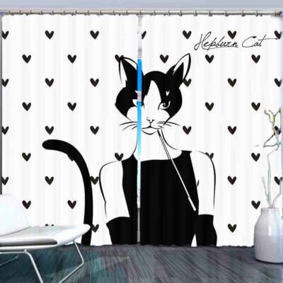 Black Folding Progress 3D Curtain Blockout Photo Printing Curtains Drape Fabric