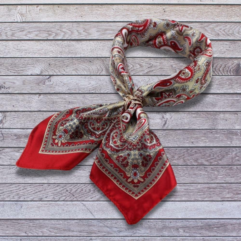 1 Pezzo Foulard Quadrato In Seta Con Stampa Paisley, Accessorio Di Moda - Foto 8