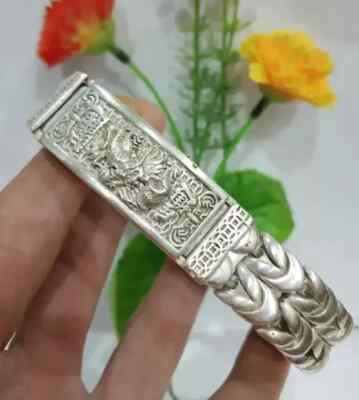 Men's 925 silver plated copper bracelet. Length 8.6 inches