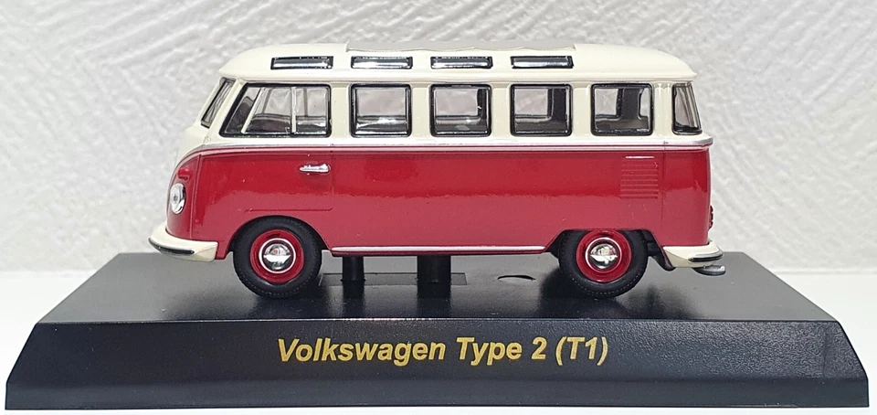 Kyosho 1/64 VW Volkswagen автобус тип 2 T1 красный литая модель автомобиля - Изображение 2 из 3