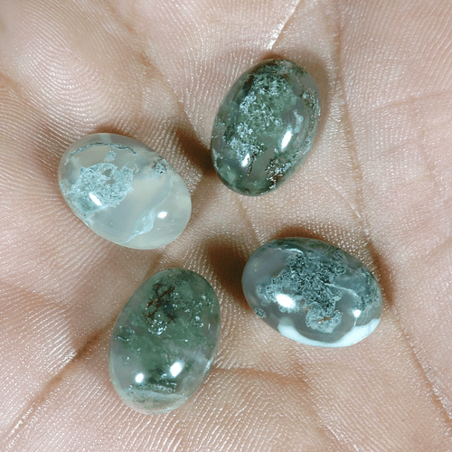 4 pcs Lot 29.90Cts Natural Green Garden Quartz Oval Cabochon Loose Gemstone - Picture 3 of 4