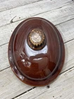LID ONLY 9” Vtg Hull H.P. Co Oven Proof Oval Casserole Brown Drip Pottery USA