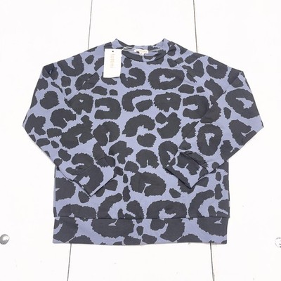 Tottini Sweatshirt Youth 8 Blue Leopard Animal Print Pullover Crewneck Knit