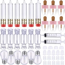 28 Pieces Transparent Empty Lip Gloss Tube Containers, Include 24 Pencil and Can