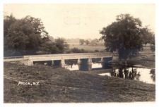 postcard Bridge over the Cohocton River Avoca New York RPPC B2396
