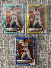 JOHN RHODES 2021 Bowman 1st Chrome Sapphire Aqua Yellow Base LOT OF 3 Orioles