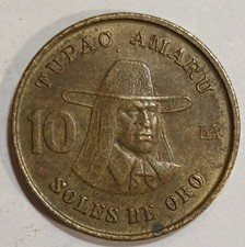 Moneda peruana vintage 1978 de 1/2 sol en hermoso estado. Una moneda muy detallada