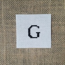 Finished Completed Cross Stitch Mini Monogram Initial Letter G Piece