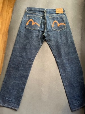 EVISU Japan No.2 Selvedge Jeans W36 Hand Painted Seagull Japanese Denim