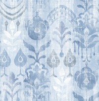Fd27013_Terrasse Ikat Damask Weich Blau Weiß Grau Fine Decor Tapete