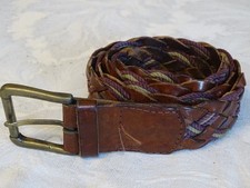 Cintura intrecciata Massimo Dutti in pelle marrone e cordoncino, adatta fino a 40"