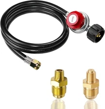 MCAMPAS 0-20 Psi Adjustable Propane Regulator with Hose. 4 FT Hose... 