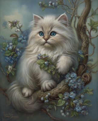 #ad 8x10 Cat On Branch Art Print Wall Decor 189890799 $7.95