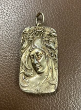 Vintage Henryk Winograd HW 999 Fine Silver Gilt Repoussé Woman Lady Pendant