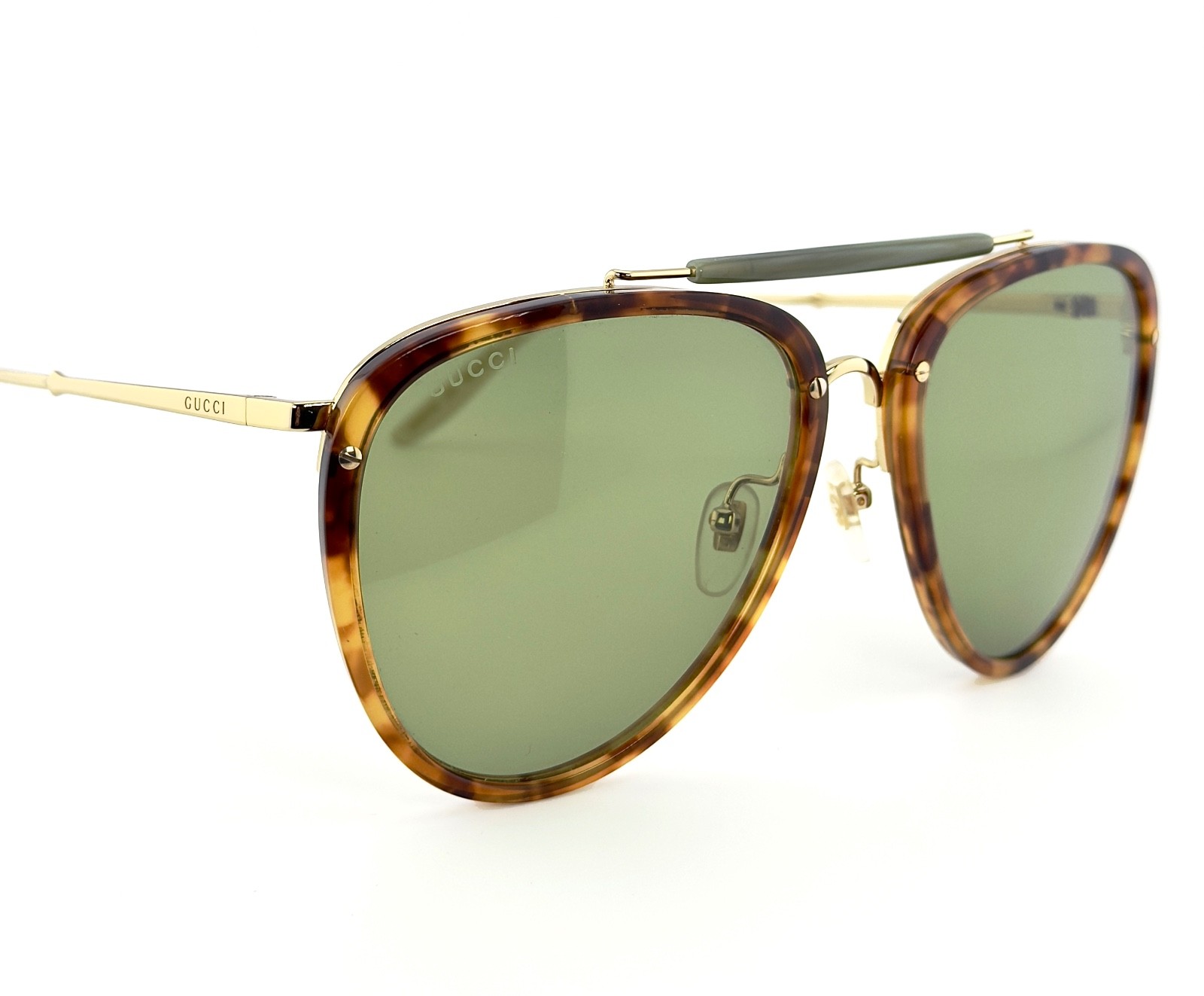 GUCCI 0672 Gg0672S Brown Havana Green Unisex Retro Aviator Sunglasses 003 image 5