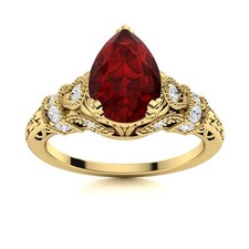 Natural Garnet 925 Sterling Silver Handmade Solitaire with Accents Ring