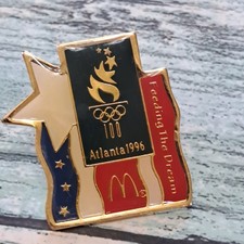 McDonald's Crew Employee Pin - Feeding The Dream Atlanta Olympics 1996