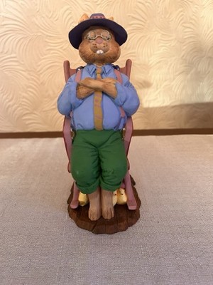 Dept 56 Easter Village Papaw in Rocker w/Chicks Figurine ceramic Seasonal spring