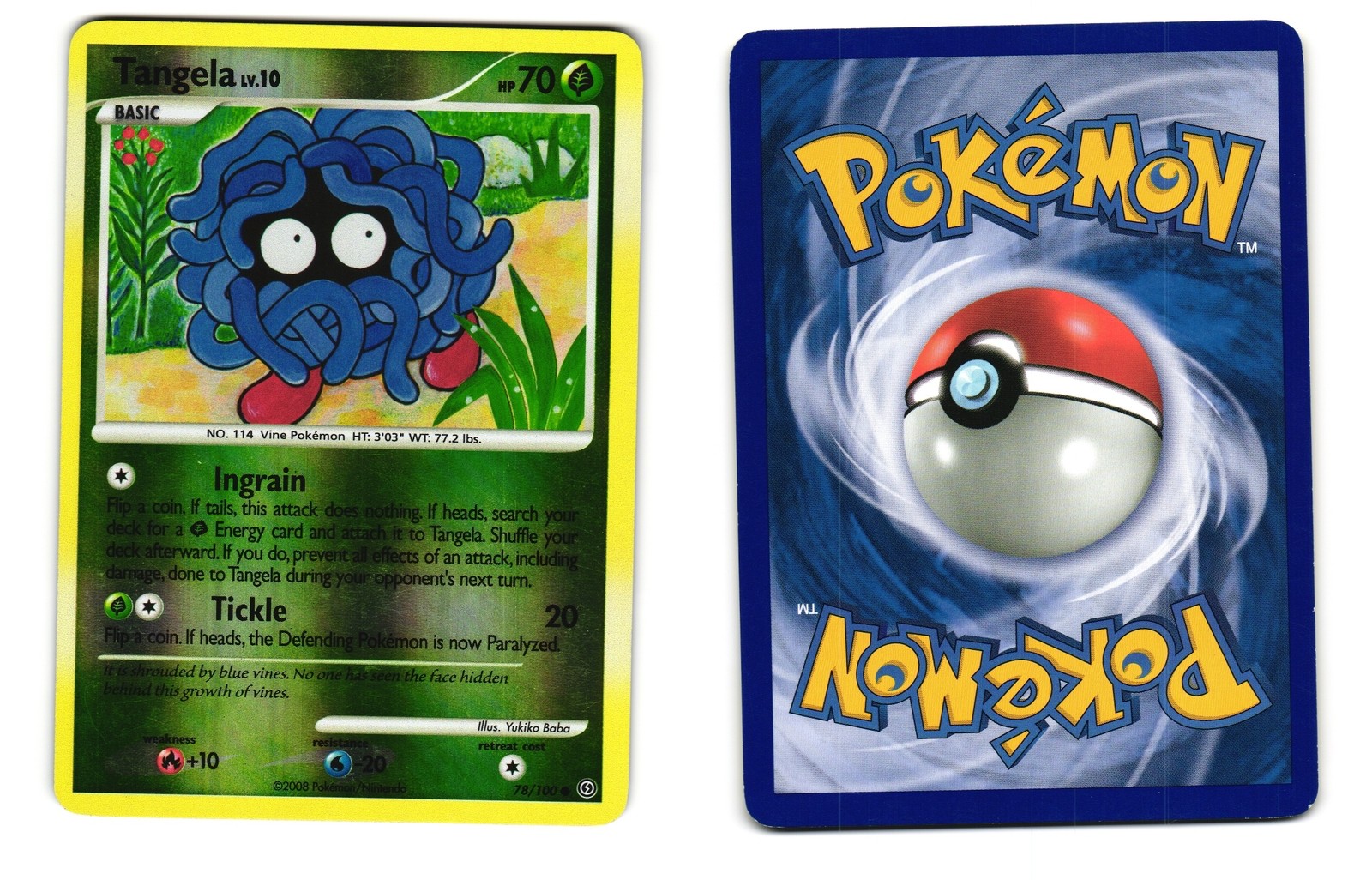 TANGELA 78/100 COMMON STORMFRONT POKEMON REVERSE HOLO LP 2008