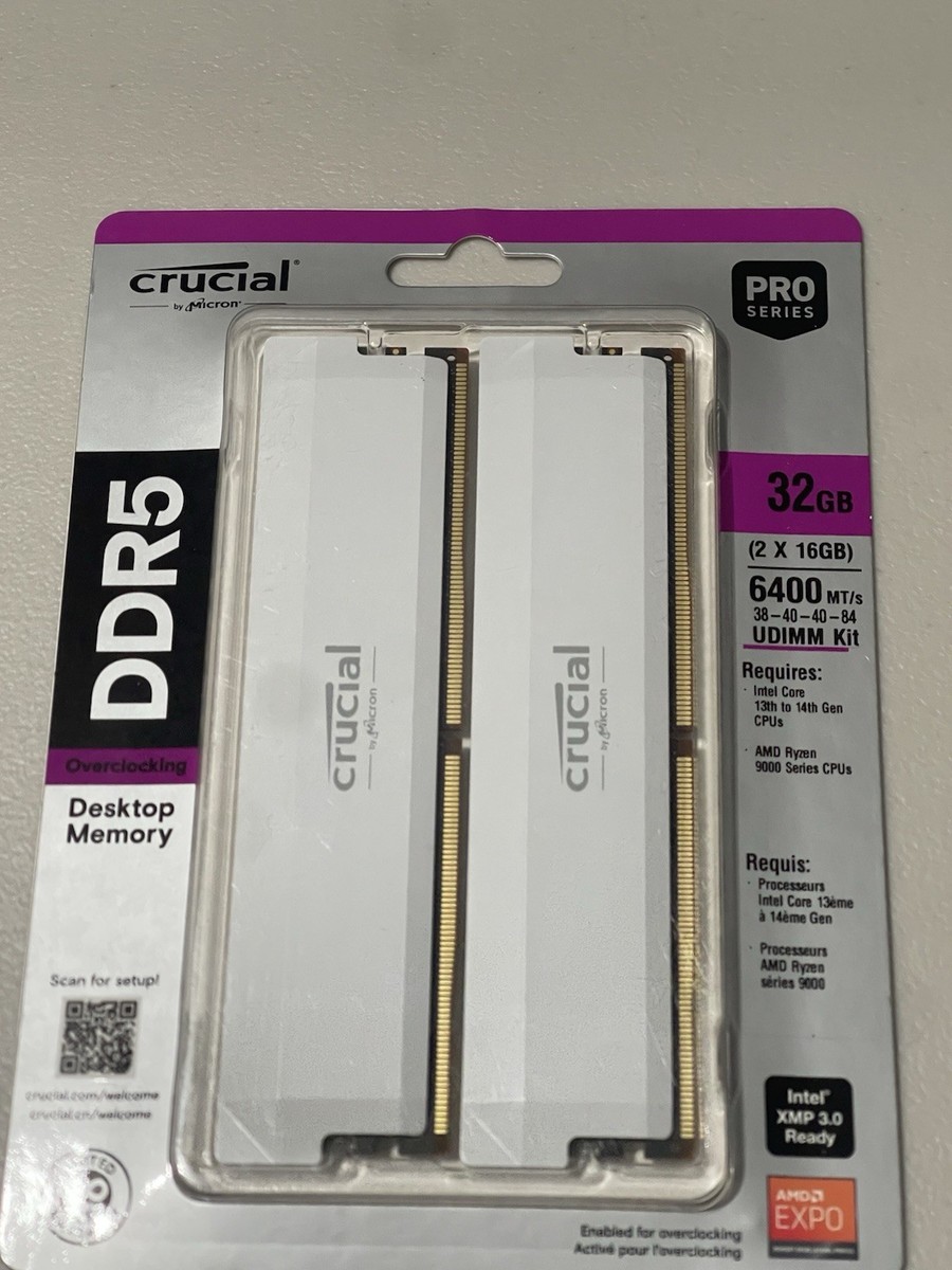 Crucial Pro DDR5 RAM 32GB Kit (2x16GB) 6400MHz CL38