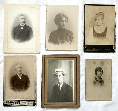 Judaica 6 Antique Cabinet Photos of a Jewish Family, Bucharest, Romania.