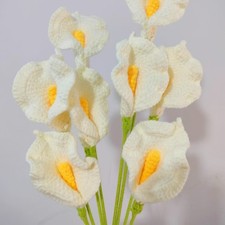 Hand Knitted Calla Lily Artificial Flower Crochet Weave Eternal Floral Crafts