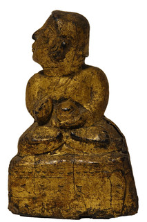 VERY RARE EARLY CARVED WOOD FIGURE LANNA UPAGUPTA SHIN UPAGUTTA MYANMAR PREAH UP