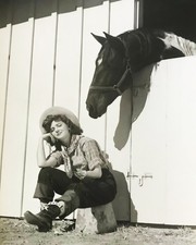 ANN RUTHERFORD Playing Cowgirl with Horse - 8 X 10 Inch Photo - Print
