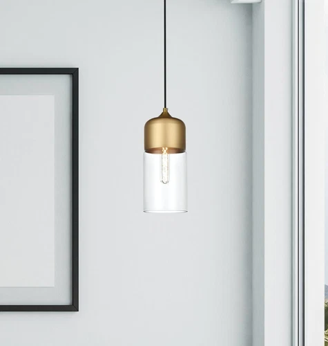 Living District Ashwell 5" Pendant Clear Shade In Satin Gold - Picture 2 of 10