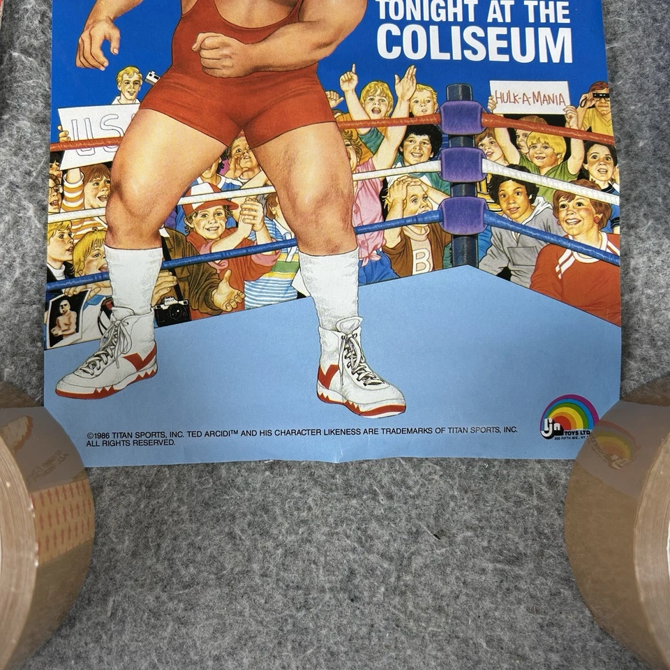 LJN Wrestling Superstars Ted Arcidi Poster 1986 Titan Sports W/ Card WWF WWE - Image 4 of 4