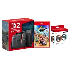 Nintendo Switch 2 Console with Mario Kart World and Steering Wheel Set Bundle